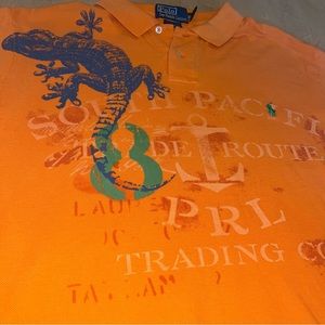 COPY - POLO by Ralph Lauren Orange Graphic Lizard Polo Shirt -XXL